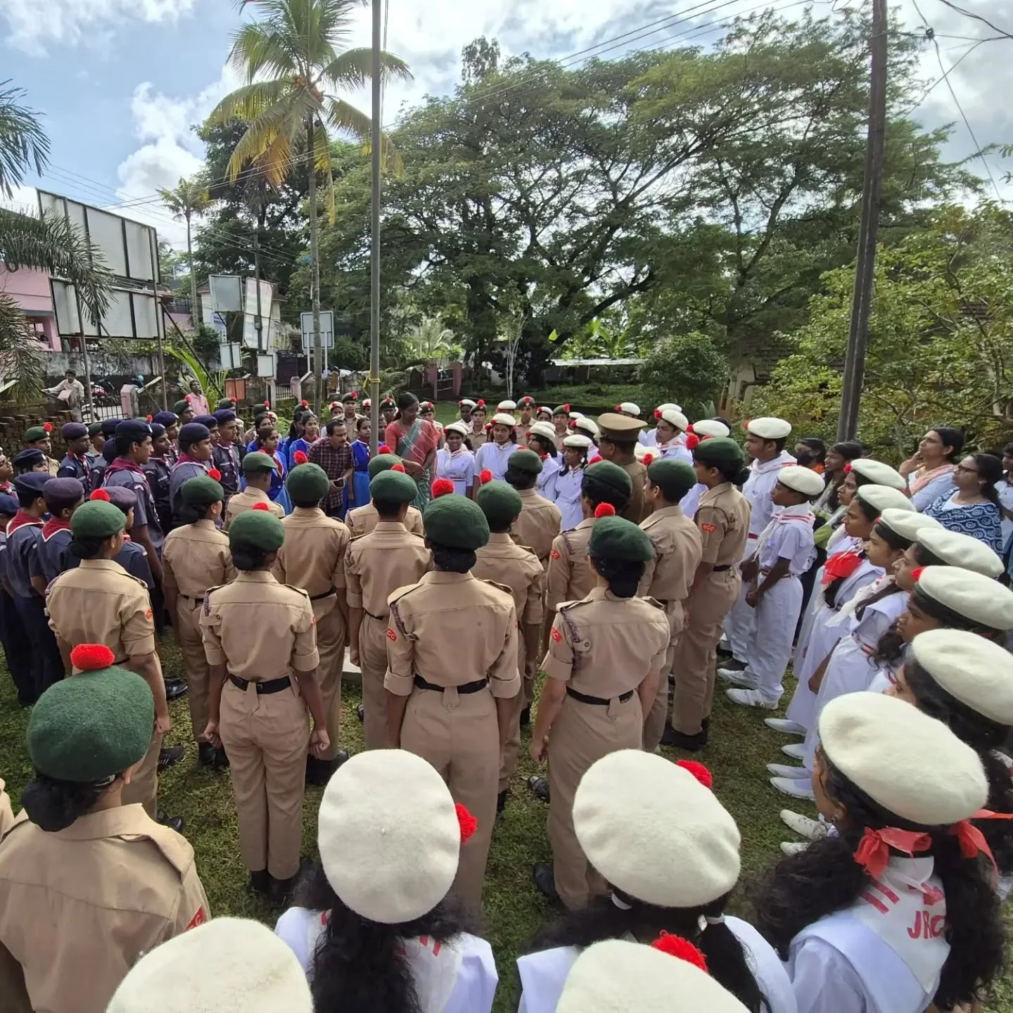 NCC and student groups at Netaji HSS